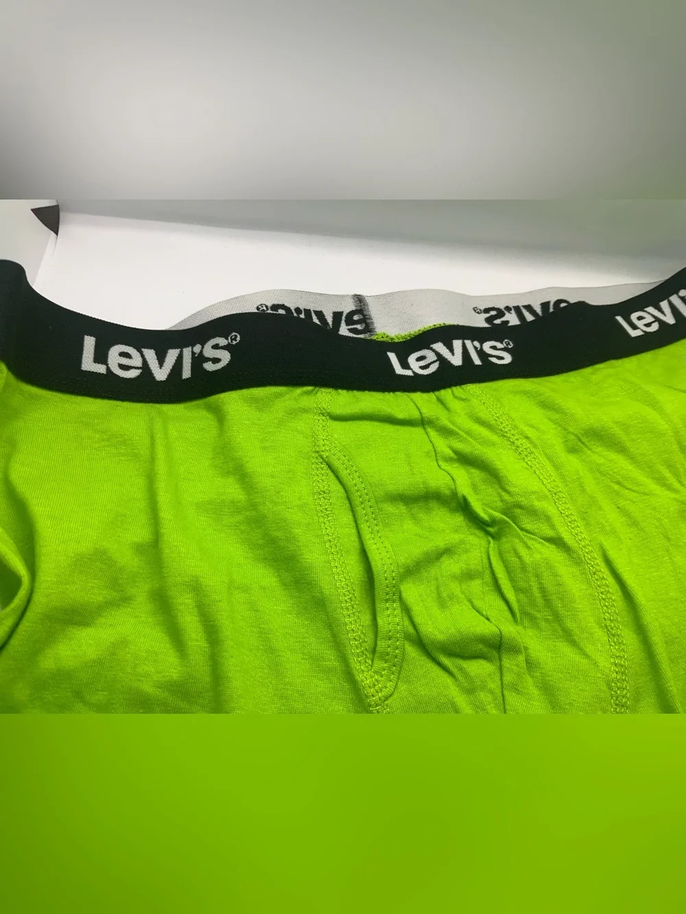 Levi's Men's Bright Green Stretch Boxer Briefs with Black Logo Waistband